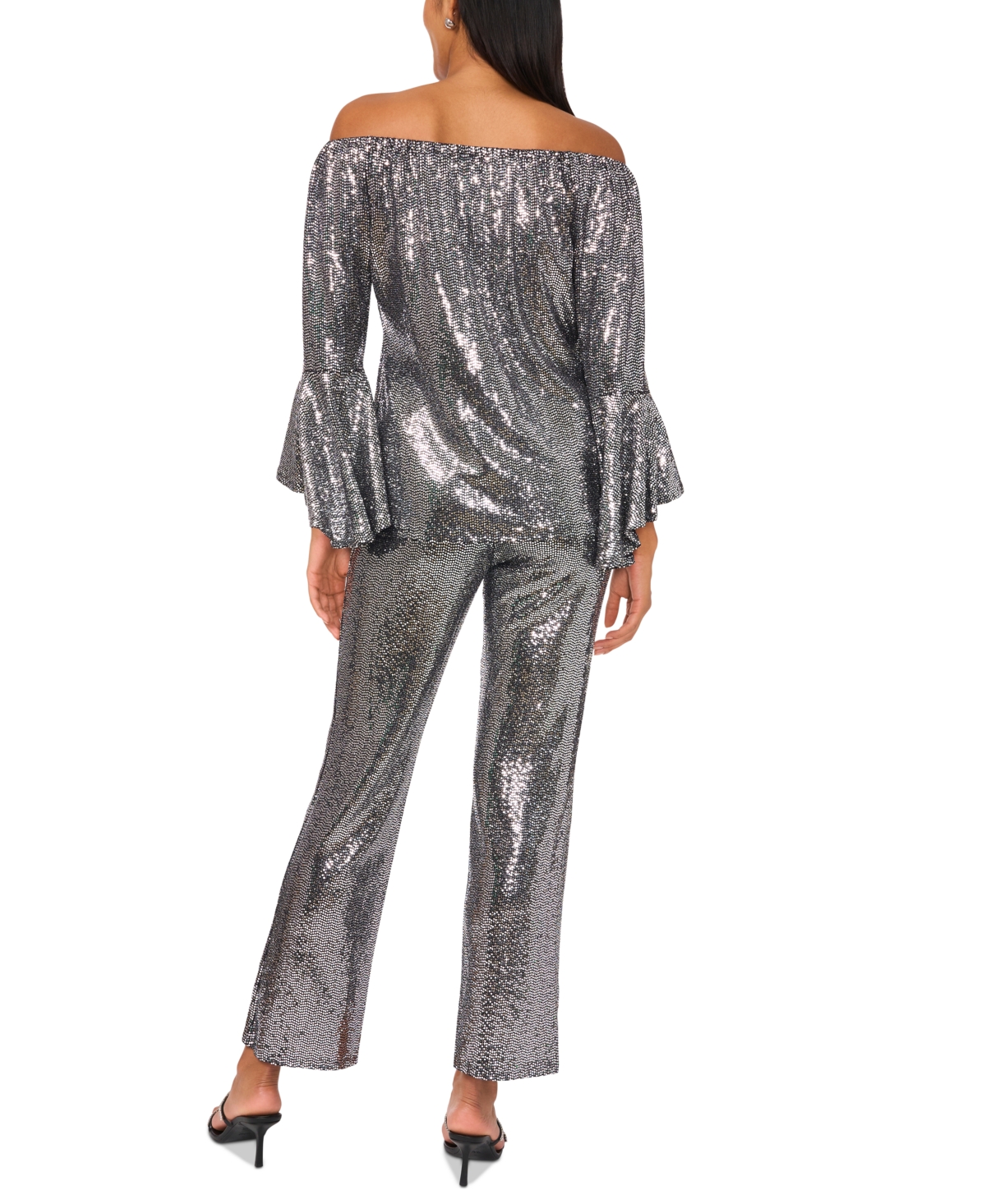 Sam & Jess Women's Metallic Pull-On Straight-Leg Pants -silver