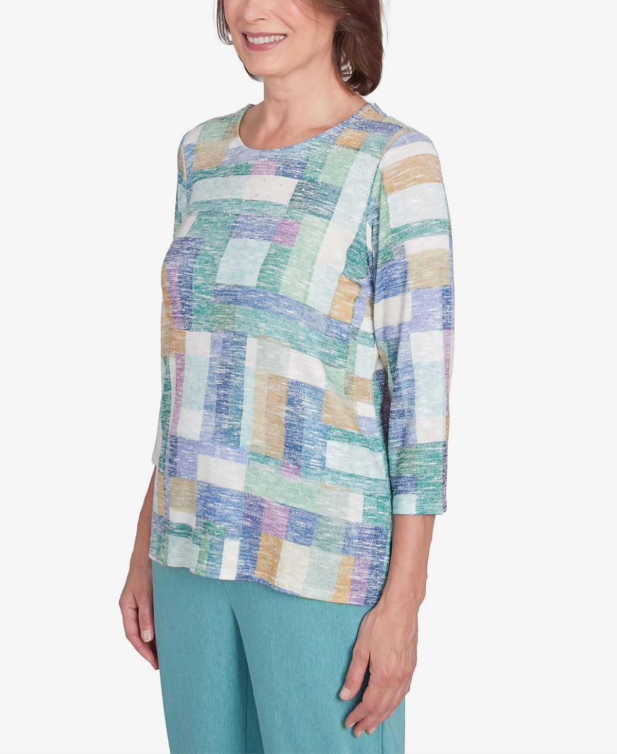 Alfred Dunner Women's Lake Victoria Lake Hues Colorblock Top