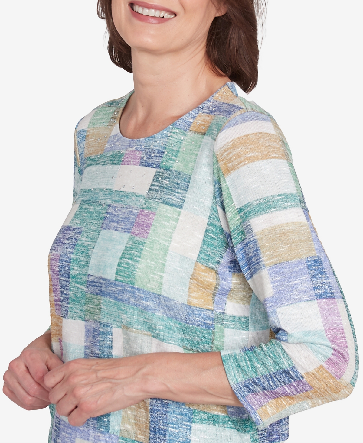Alfred Dunner Women's Lake Victoria Lake Hues Colorblock Top