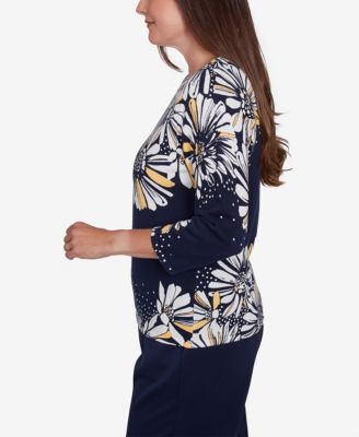 Women's Block Island Embellished Daisy Crew Neck Sweater