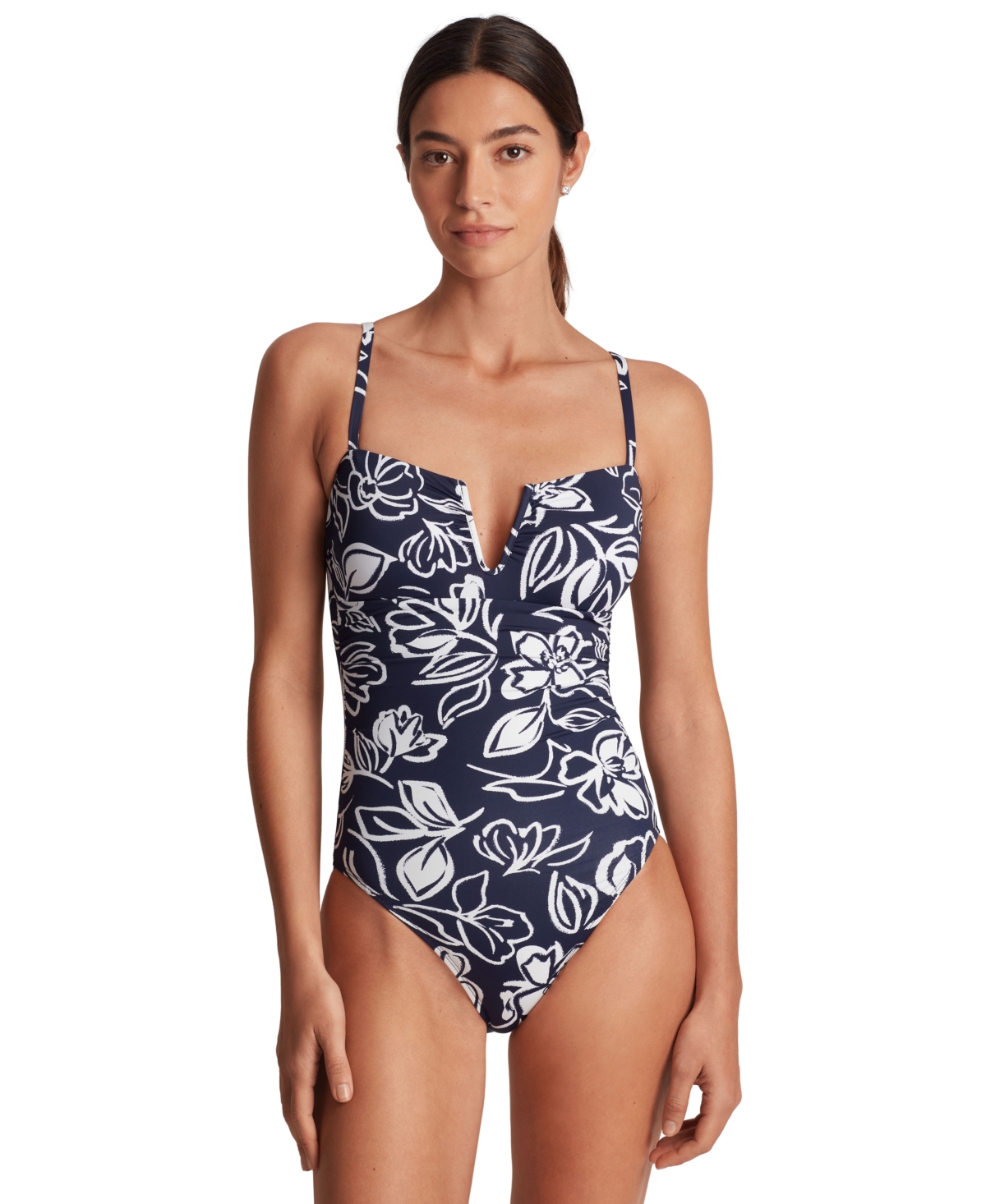 Women's Floral-Print U-Wire One-Piece Swimsuit - Allora Floral