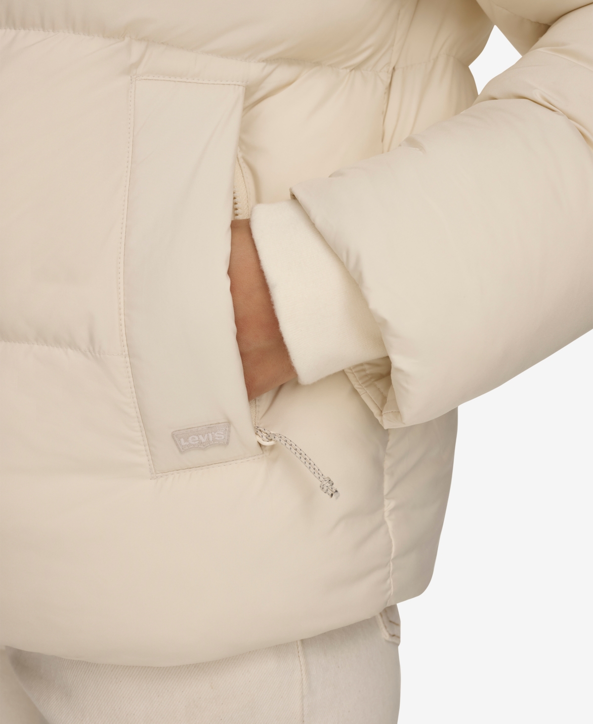 Levi's Women's Quilted Hooded Puffer Jacket In White