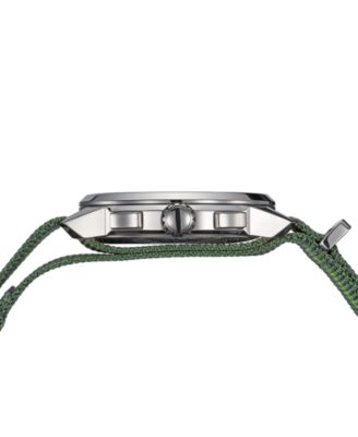 Men's Swiss Chronograph Madrigal Dark Green Striped NATO Strap Watch 42mm