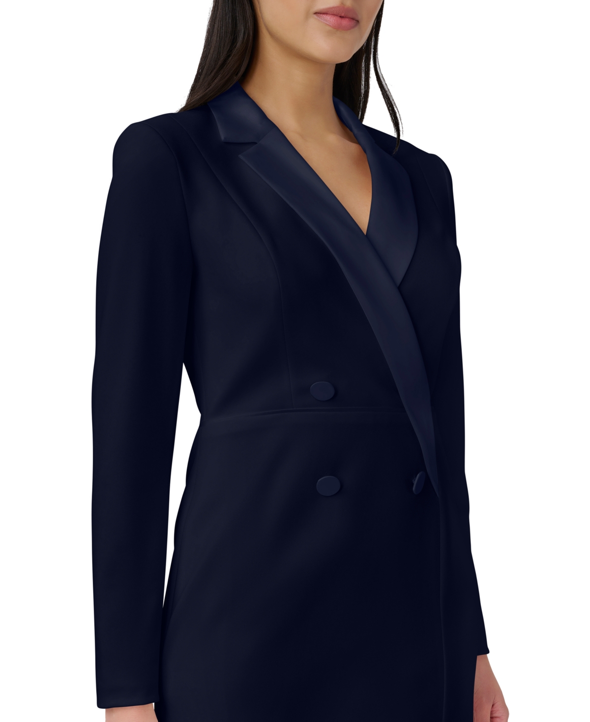 Adrianna Papell Jersey Tuxedo Dress In Black