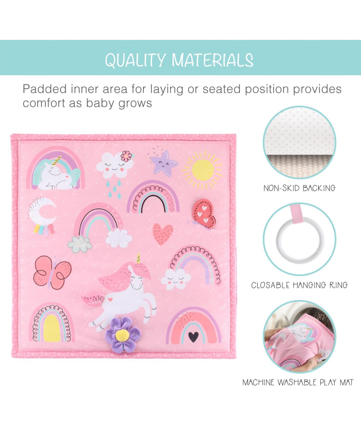 7 in 1 Baby Play Gym and Tummy Time Mat, Rainbow Paradise