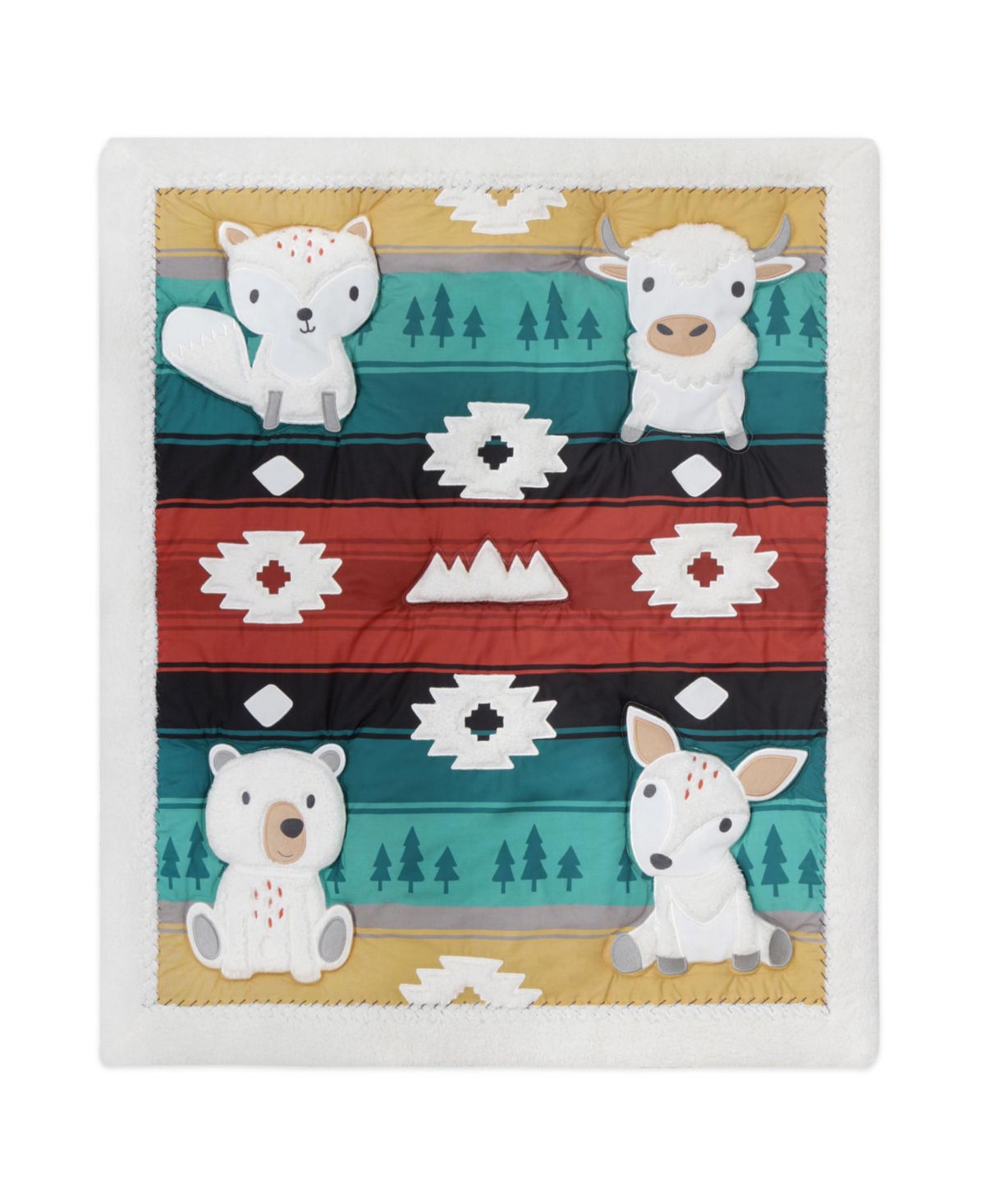 The Peanutshell Western Woods Organic Cotton Bedding Set for Baby Boys, 4 Pieces -rust/teal