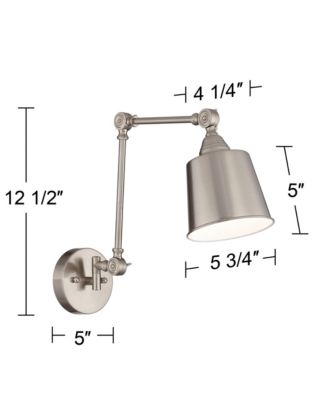 Mendes Modern Industrial Adjustable Swing Arm Wall Lamp Brushed Nickel Hardwired Light Fixture Metal Shade for Bedroom Bedside House Reading Living Room Home Hallway Dining