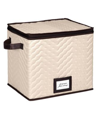 Wine Glass Storage Box with Dividers - Holds 12 Champagne Flute Glasses up to 10&amp;quot; Tall