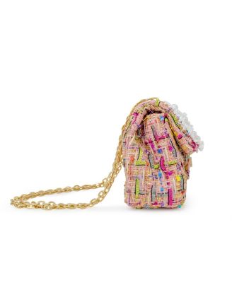 Girls Classic Tweed Handbag, Pink