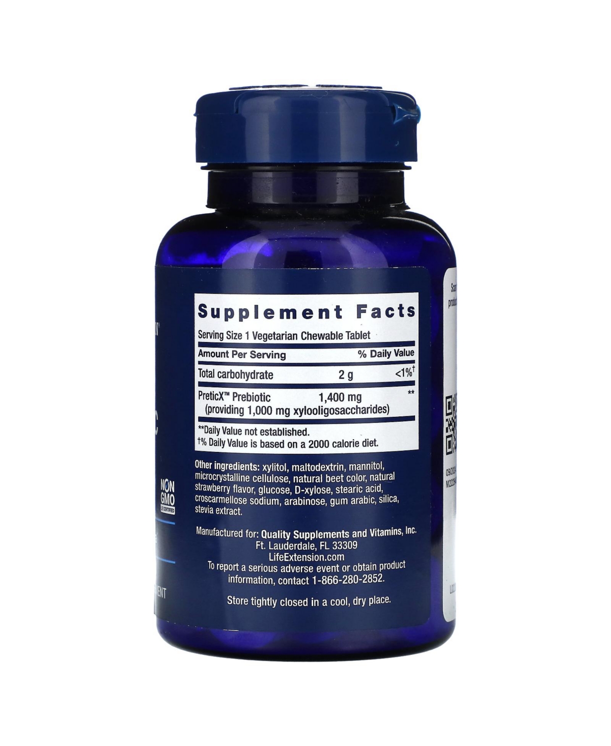 Life Extension Florassist Prebiotic Chewable Natural Strawberry - Vegetarian Chewable