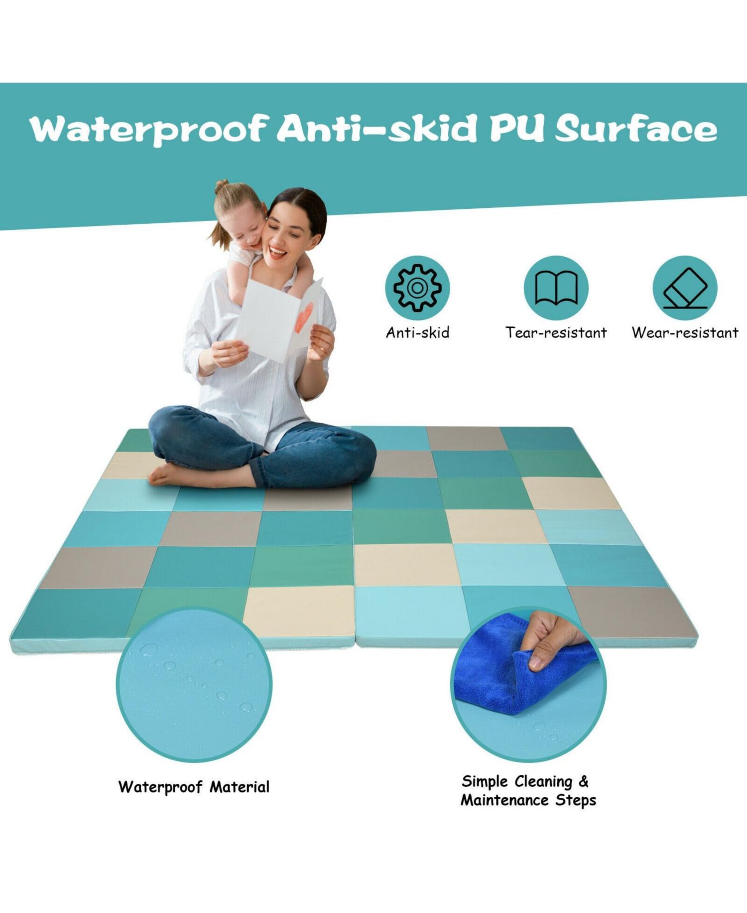 Baby Foldable Foam Playmat, 58" x 58"