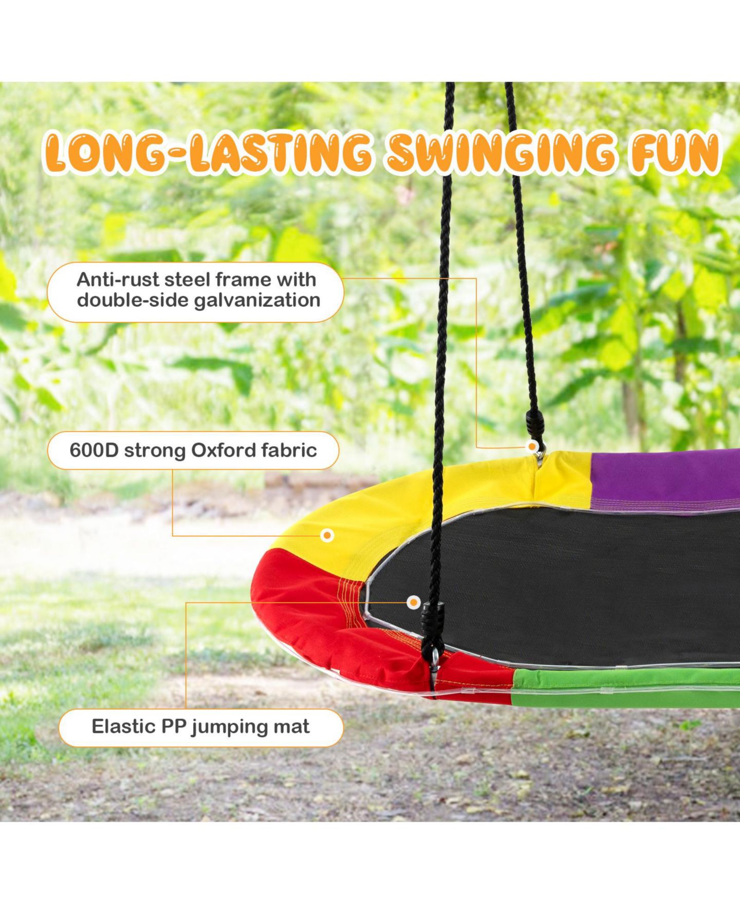 Детская игрушка HONGGE 60 Inches Saucer Swing with LED Lights, Ages 3 and Up — фото 9