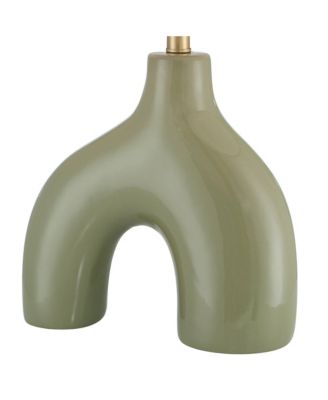 Lyrah 25" High Mid Century Modern Table Lamp Green Glaze Finish Ceramic Single White Shade Living Room Bedroom