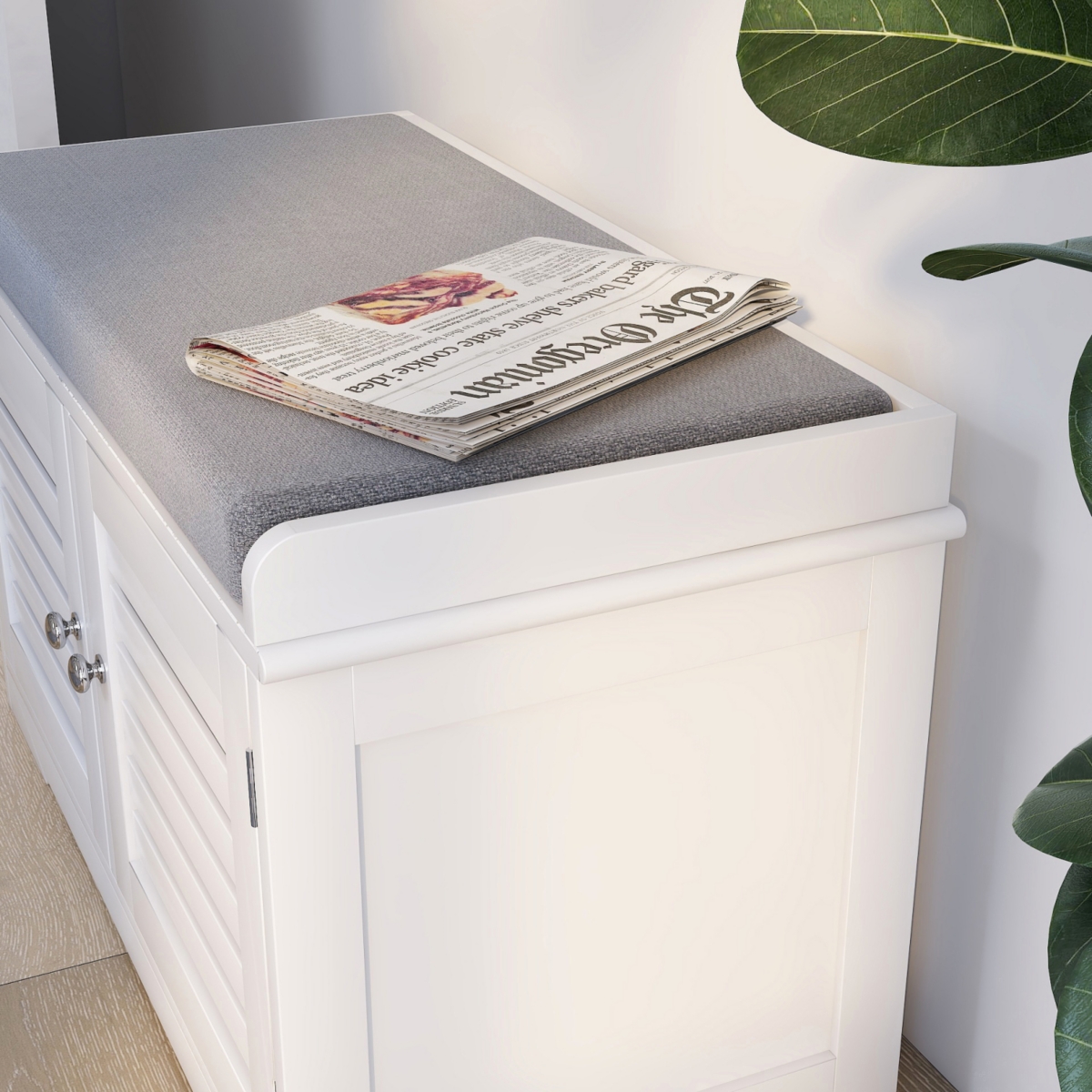 Streamdale Modern Shoe Organizer Bench with Two-Compartment Storage