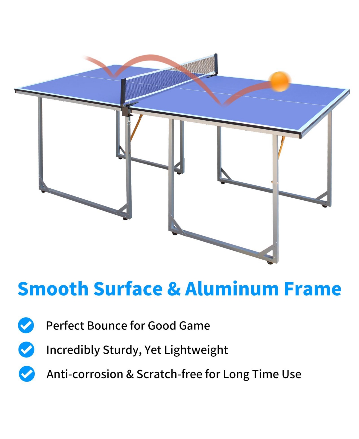 Slickblue 6FT Portable Table Tennis Table Set – Foldable Ping Pong Table for Indoor & Outdoor