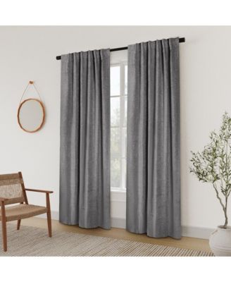 Chenille Solid Room Darkening Back Tab Curtain Panel, 52"×108"