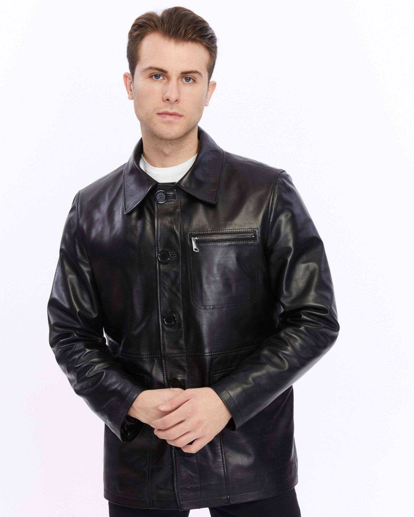 Мужская куртка Furniq UK Maximilian Leather, цвет: Чёрный — фото 3
