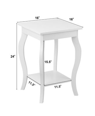 Set of 2 Accent Side Table Sofa End Table Night stand Coffee Table w/ Shelf White