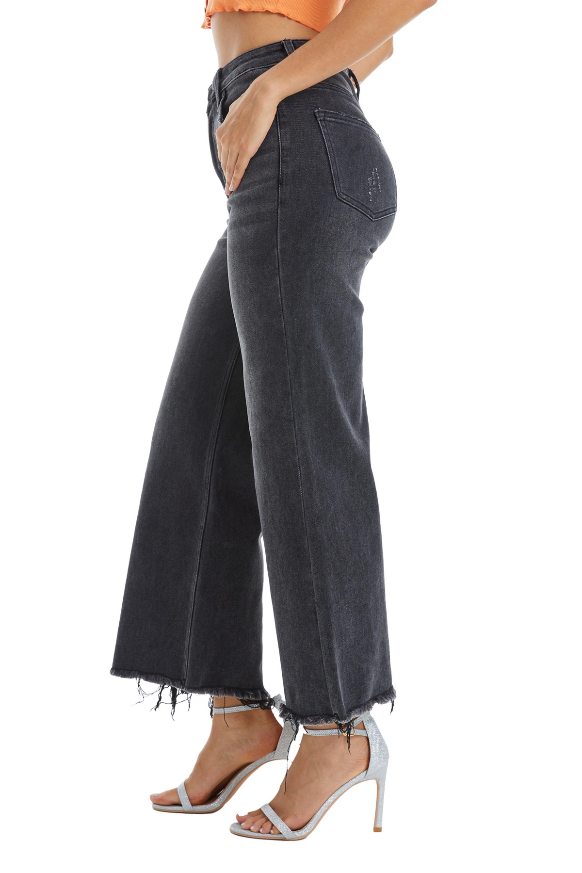 BAYEAS WOMEN'S HIGH RISE ANKLE WIDE JEANS 