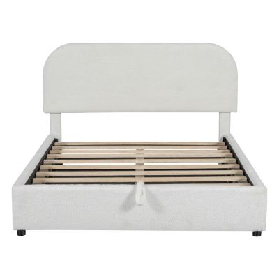 Streamdale Teddy Fleece Platform Bed with Hydraulic Storage