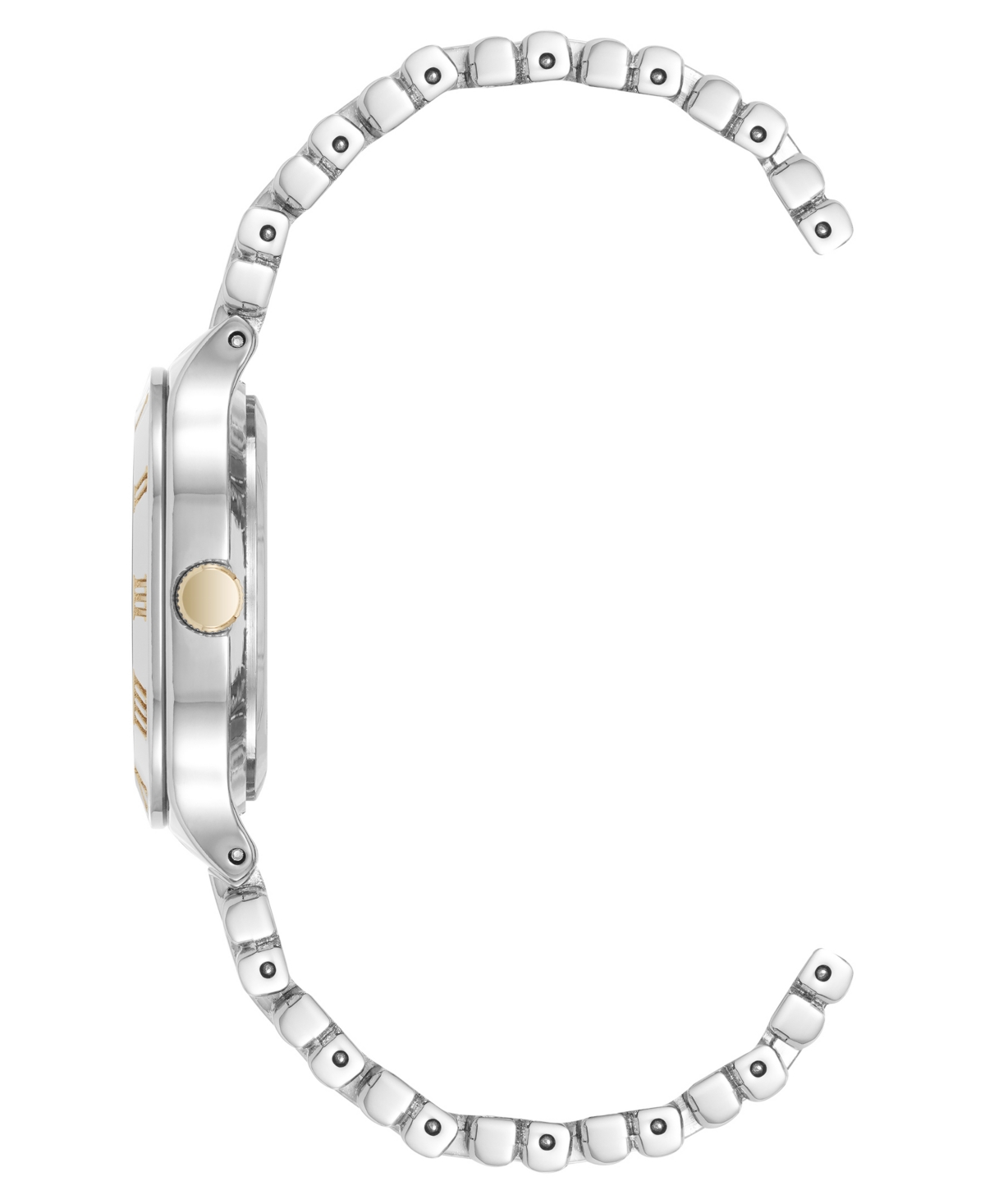 Shop Anne Klein Women's Quartz Iconic Roman Numeral Bezel Two-tone Alloy Metal Watch, 30mm In Silver-tone,gold-tone