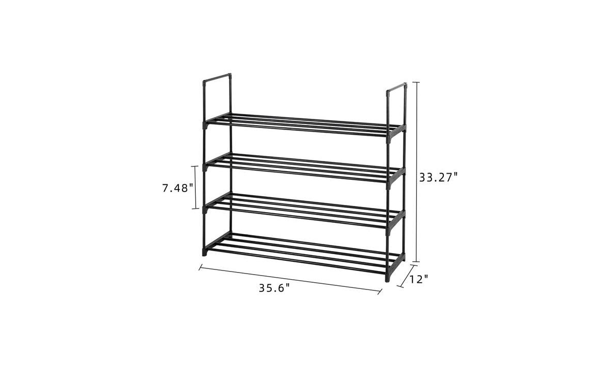Slickblue Set of 2 Grey 4-Tier Shoe Rack Towers for Bedroom, Entryway, Hallway, and Closet Storage Organizer
