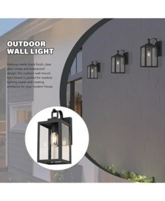 1-Light Matte Black Sensing Outdoor Hardwired Wall Sconce with No Included