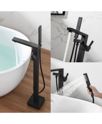 Single-Handle Freestanding Bathtub Faucet with Hand Shower(Brush Nickel)