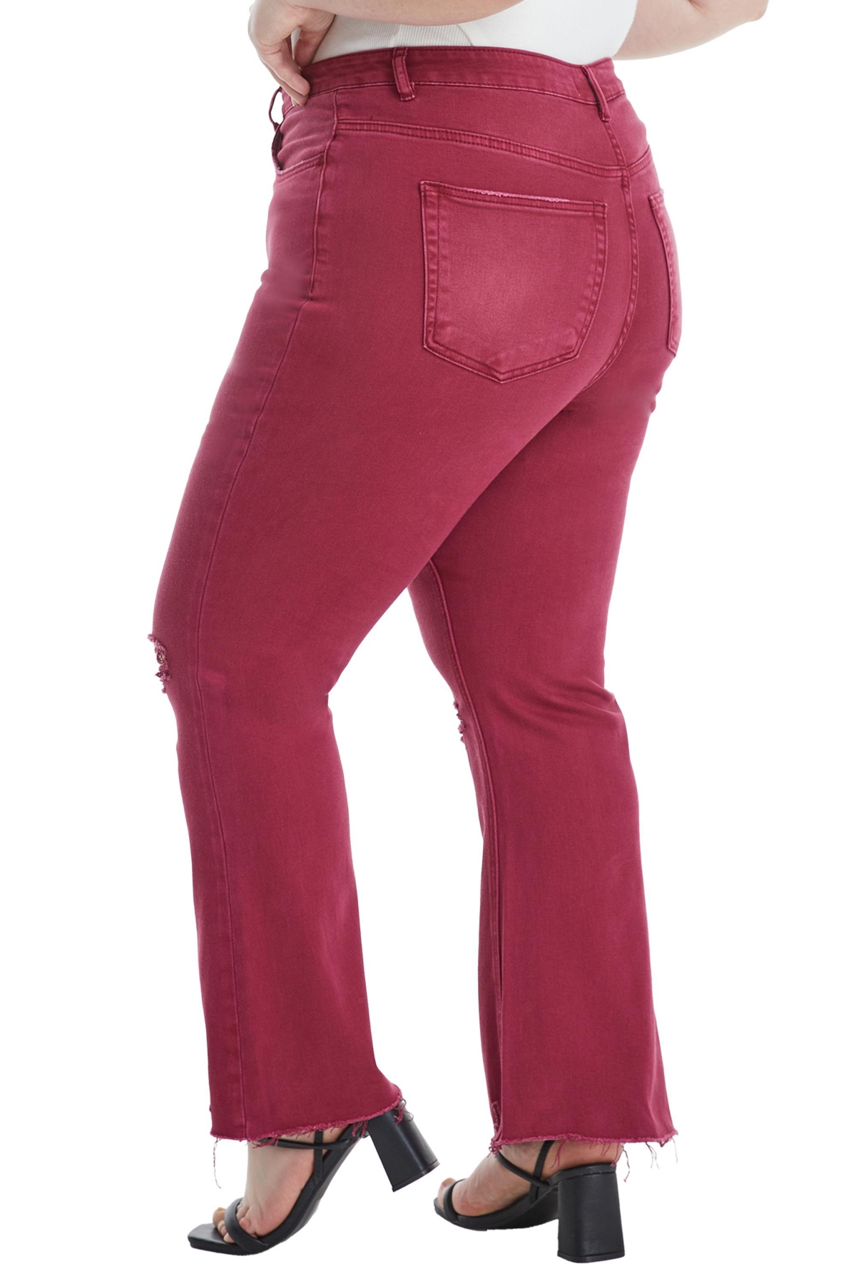 BAYEAS PLUS SIZE EMILY HIGH RISE DISTRESSED FLARE PANTS 
