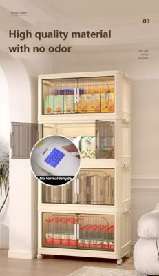 5-Tier Collapsible Storage Cabinet with Magnetic Door and Wheels