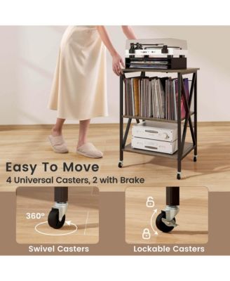 1 PC Metal Record Player Stand Holds Up to 121 Vinyl Records Vinyl Record Storage Table