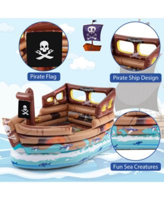 Inflatable Pirate Ship Playhouse with Built-in Motor and Inflatable Toy Sword