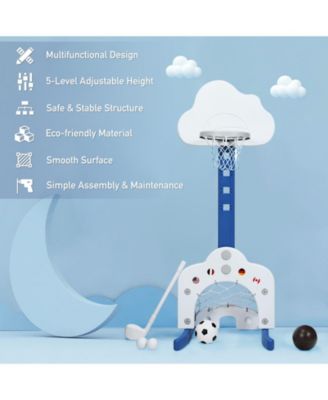 3-in-1 Kids Adjustable Basketball Hoop Set with Balls