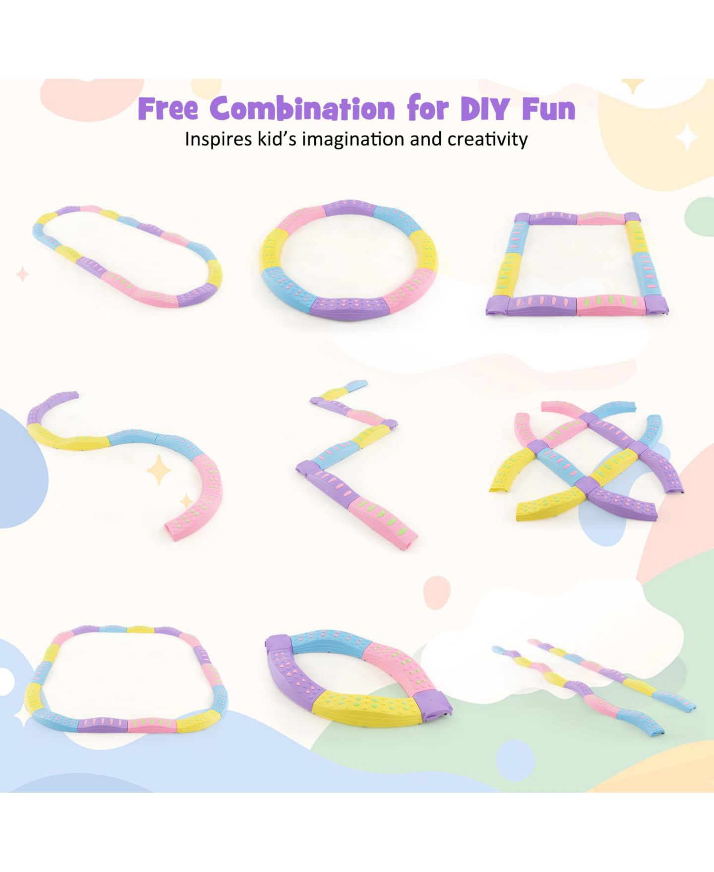Детские игрушки HONGGE 20-Piece Wavy Non-Slip Balance Beam, Ages 2-6 — фото 6