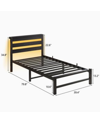 Heavy-Duty Platform Bed Frame with Headboard & LED