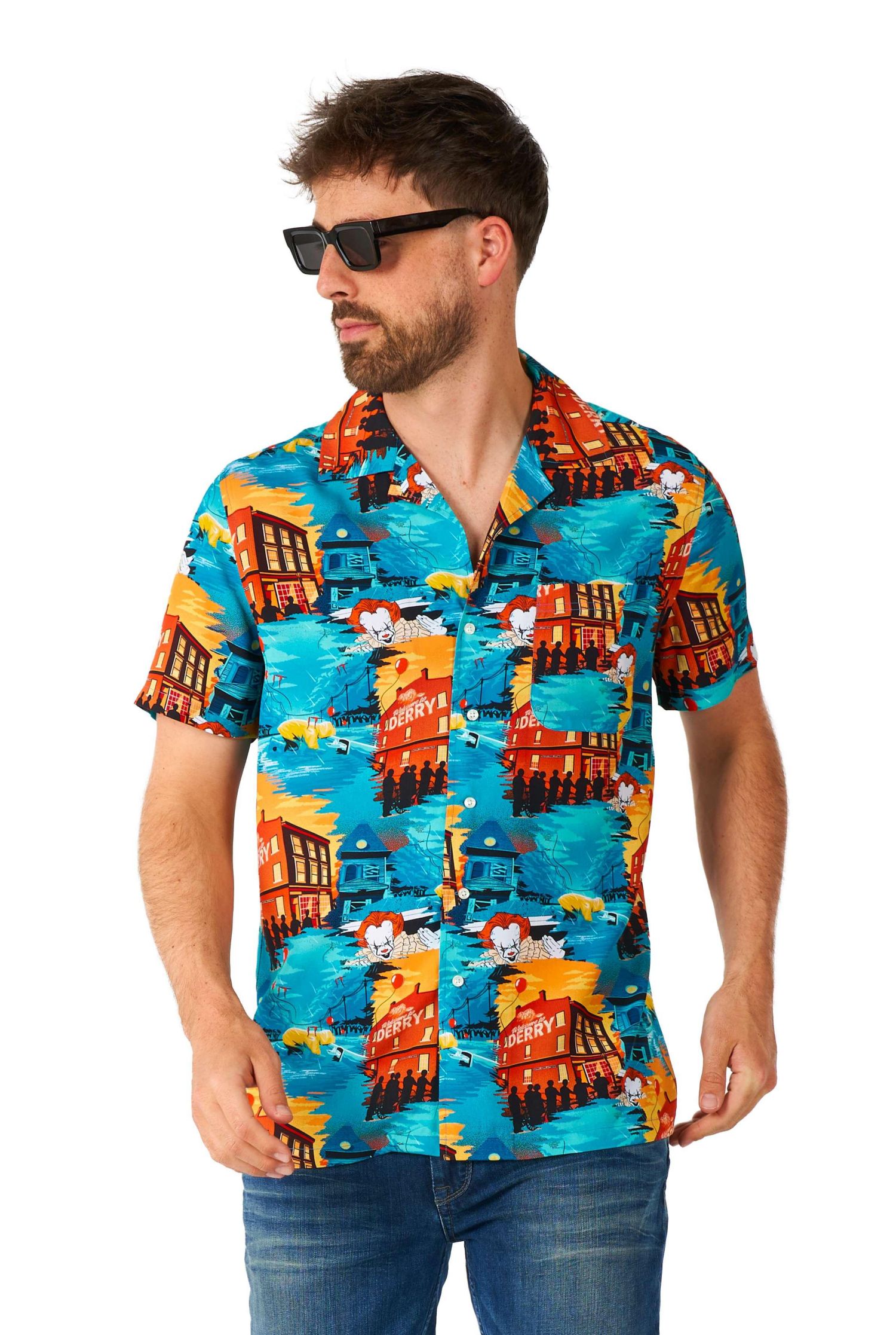 Men's Official IT Hawaii Shirt - Halloween Themed Party Shirt - Short Sleeve - Multicolor