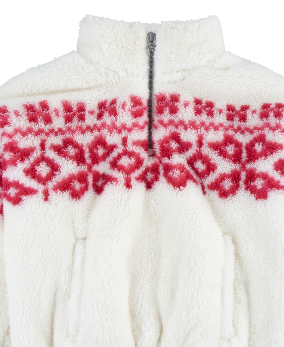 Shop Levi's Little Girls Meet And Greet Sherpa Half-zip Sweatshirt In  Egret