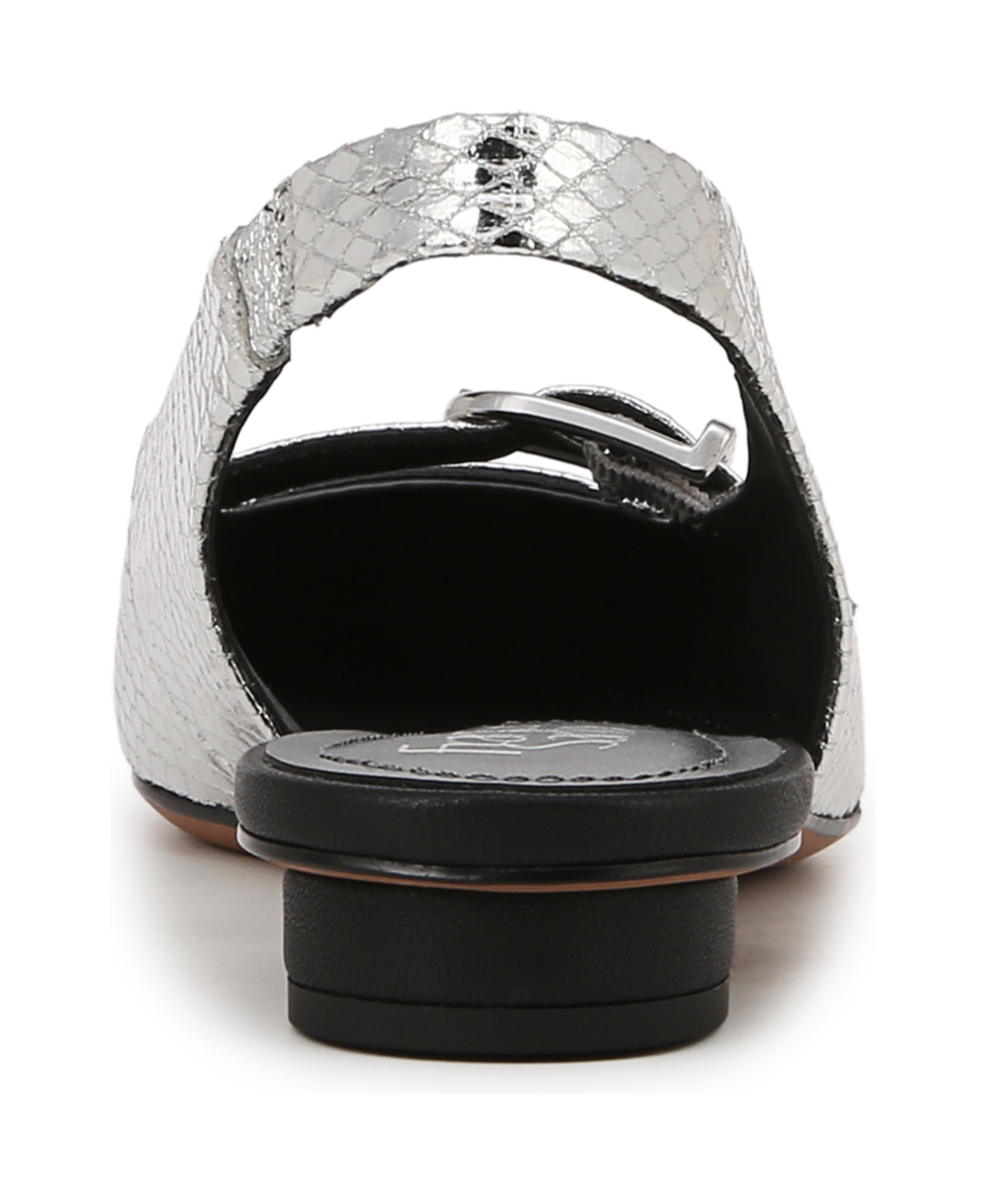 Franco Sarto Carana Slingback Flat In Silver Snake Print Faux Leather