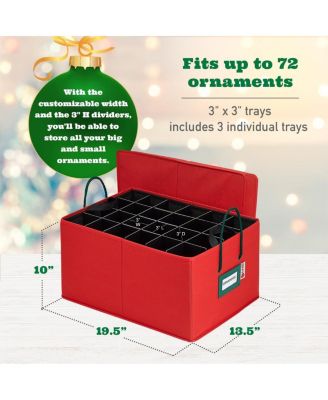 Under bed Christmas Ornament Storage Box with Dividers and 3 Trays - Fits up to 72- 3&amp;quot; Ornaments