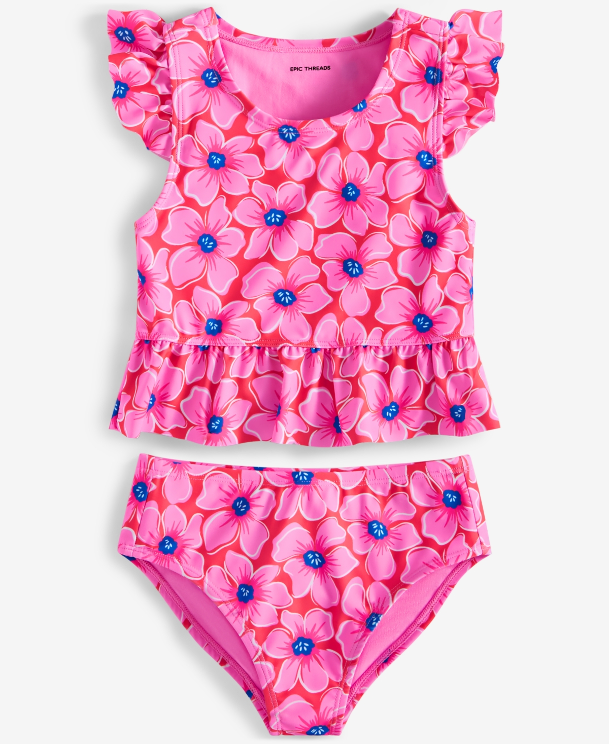Epic Threads Toddler And Little Girls Floral Tankini Two-piece Swimsuit, Exclusively At Macy's In Neon Flame