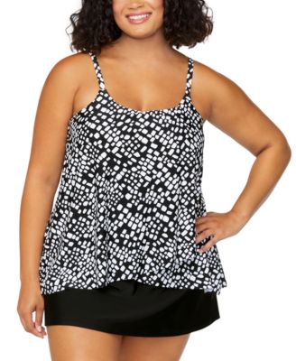 Plus Size Cape Town Printed Tankini Plus Size Tummy Control Swim Skirt Exclusively At Macys