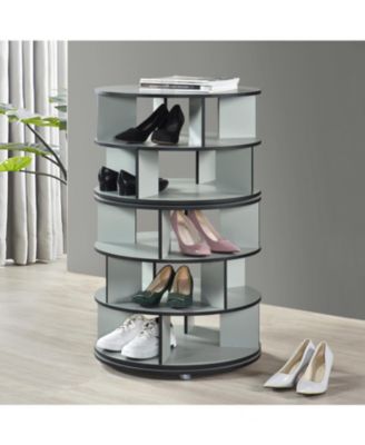 5-Tier Rotating Shoe Rack, 360° Revolving Lazy Susan Spinning Shoe Rack Tower Storage Organizer for Closet Entryway Bedroom Hallway