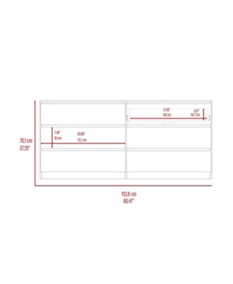 Cocora 6 Drawer Double Dresser, Superior Top, White