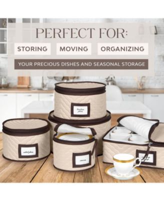 5-Piece Set China Storage Containers with Dividers - Holds Set of 12 Dinnerware