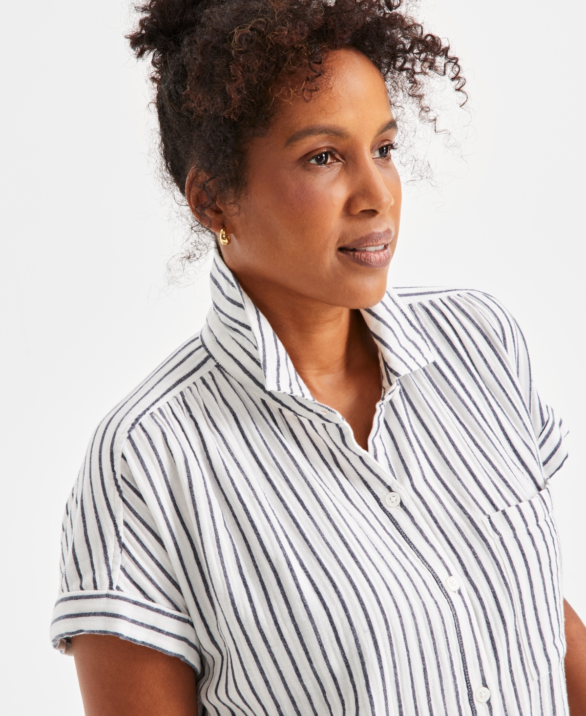 Style & Co Petite Cotton Button-Front Short-Sleeve Camp Shirt, Created for Macy's