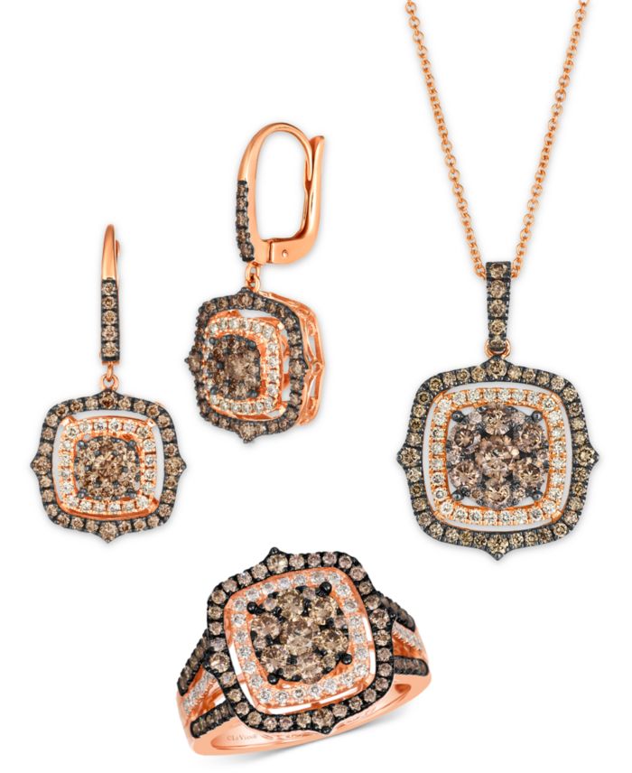 Le Vian Chocolate Diamond & Nude Diamond Halo Cluster Pendant Necklace