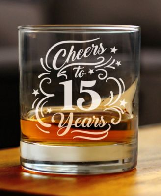 Cheers to 15 Years Whiskey Rocks Glass