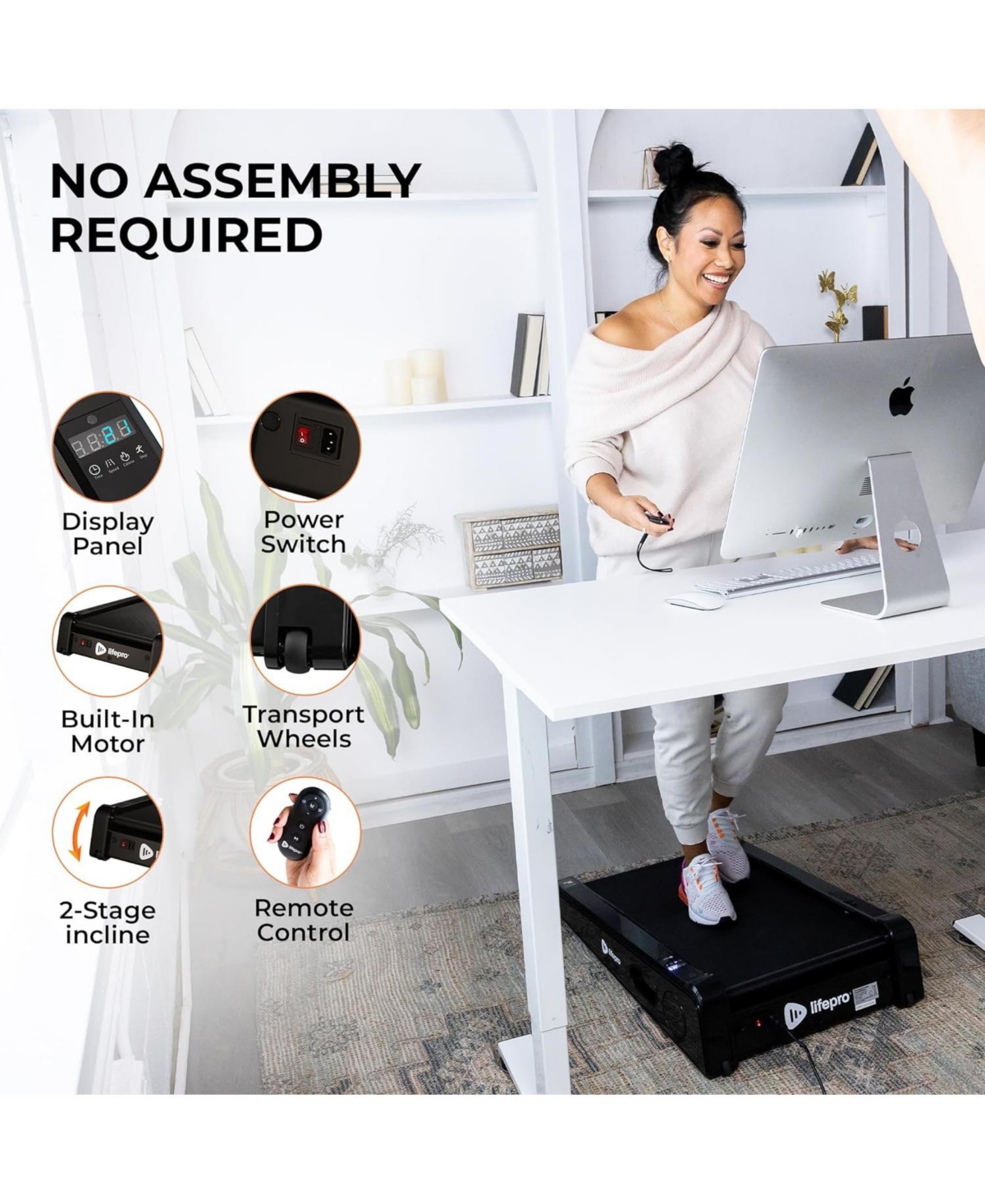 LifePro Smallest Portable 30in Walking Pad Treadmill – Adjustable Incline, Under Desk, 220Lbs Max Load