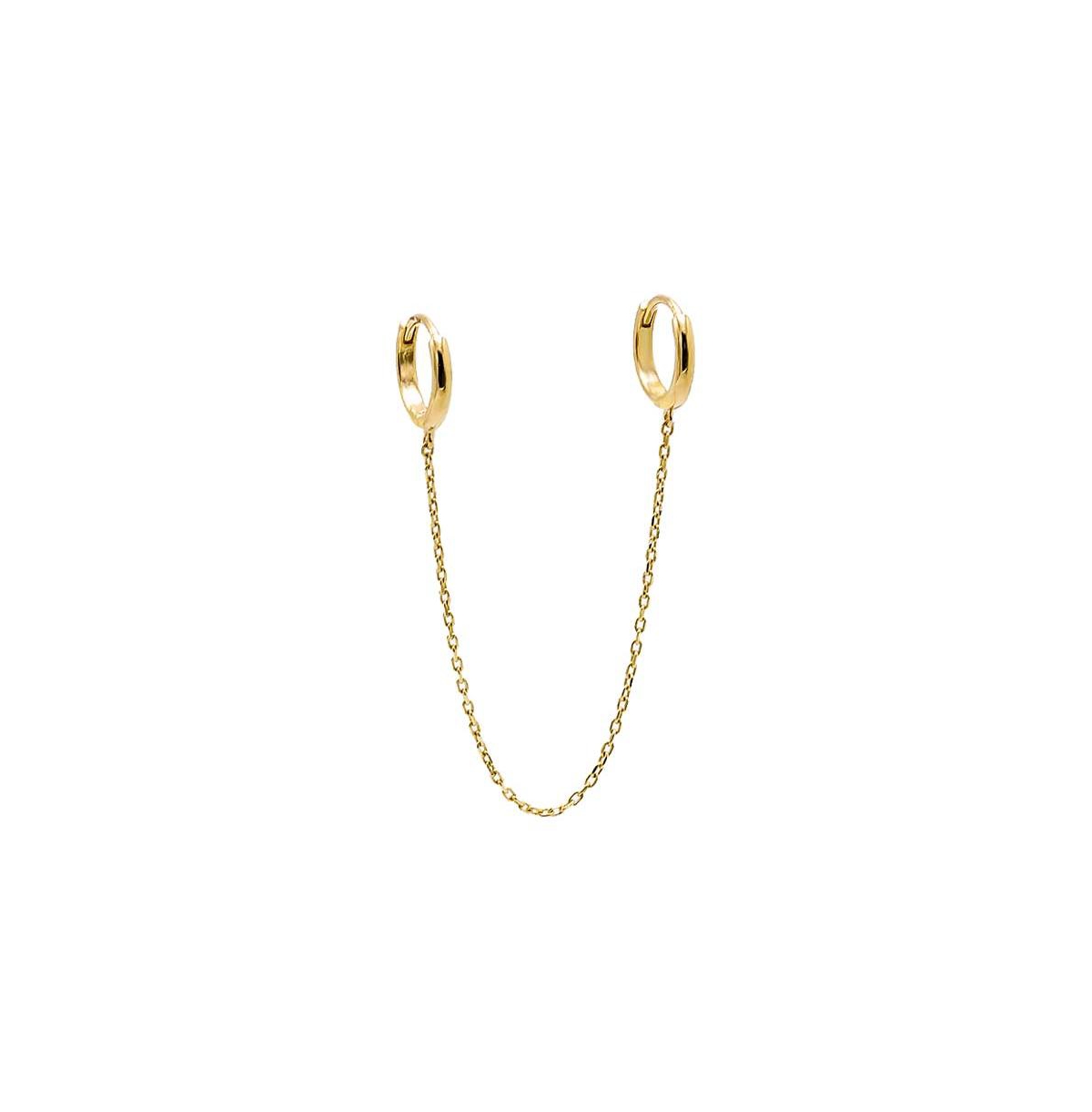 Solid Double Chain Huggie Earring 14K - 14k gold