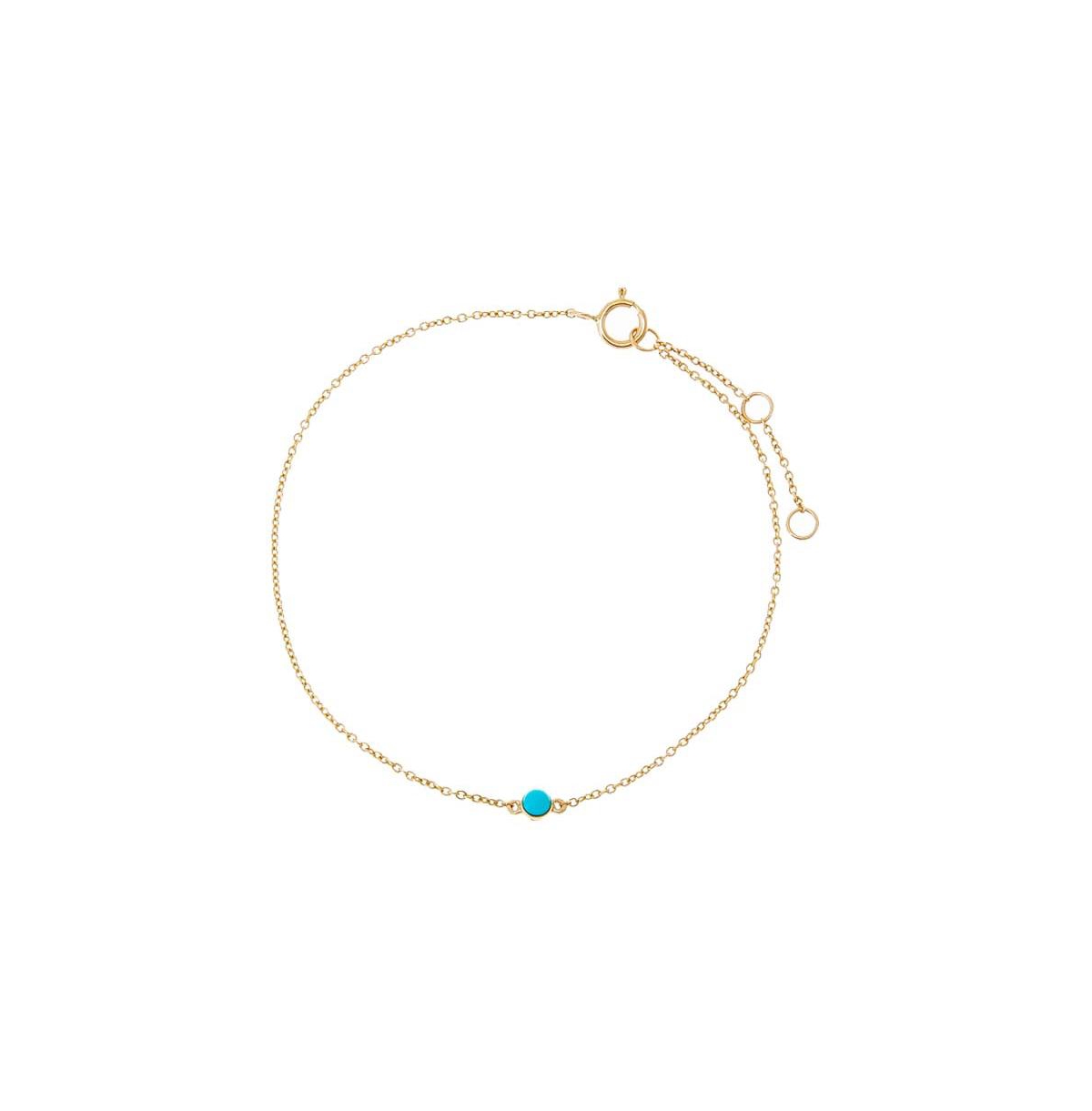 Turquoise Solitaire Chain Bracelet 14K - 14k gold